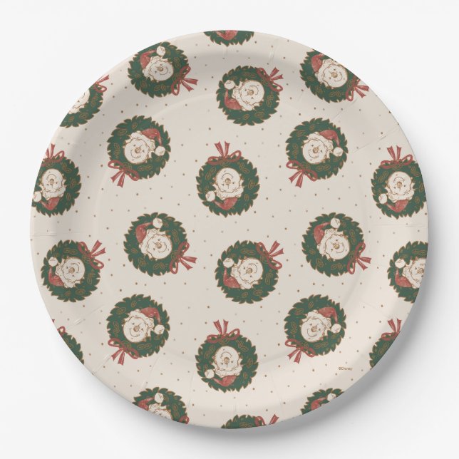 Winnie the Pooh Holiday Wreath Pattern Paper Plates (Front)