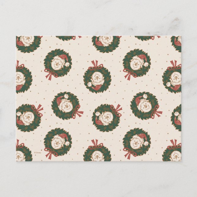 Winnie the Pooh Holiday Wreath Pattern Postcard (Front)