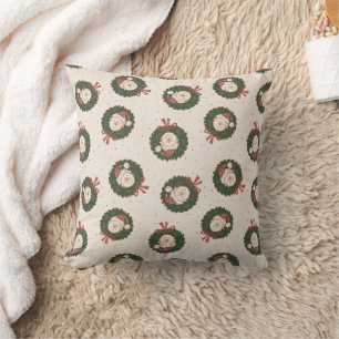 Winnie the Pooh Holiday Wreath Pattern Throw Pillow