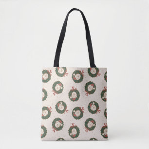 Winnie the Pooh Holiday Wreath Pattern Tote Bag