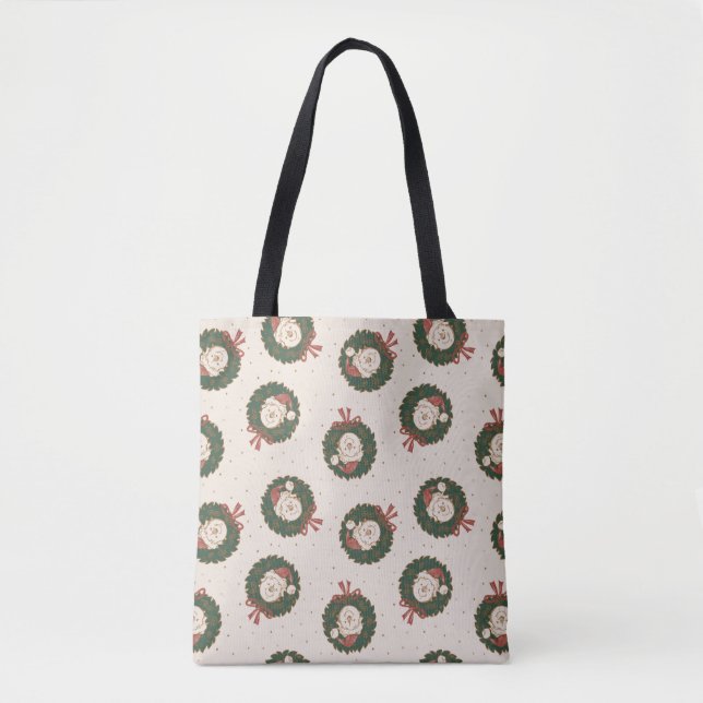 Winnie the Pooh Holiday Wreath Pattern Tote Bag (Front)