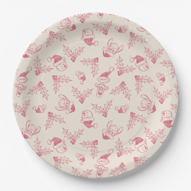 Winnie the Pooh Holly Pattern Paper Plates (Front)
