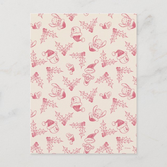 Winnie the Pooh Holly Pattern Postcard (Front)