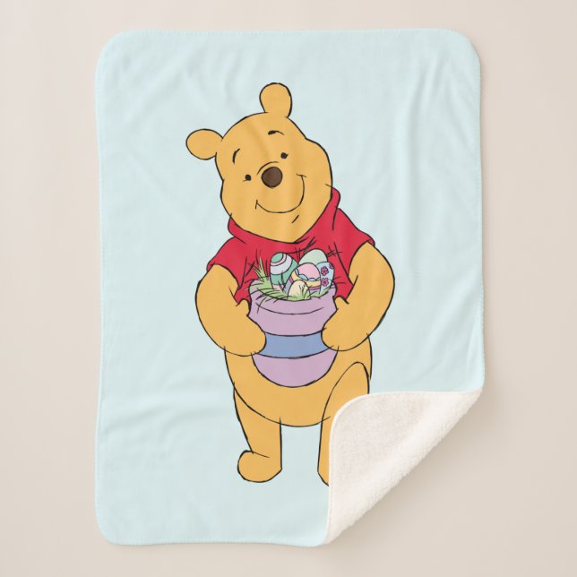 Winnie the Pooh | Honey Pot Full of Easter Eggs Sherpa Blanket (Front)
