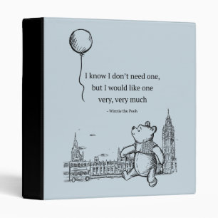 Winnie the Pooh   I Know I Don't Need One Quote 3 Ring Binder
