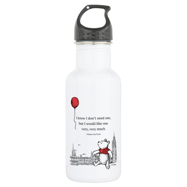Winnie the Pooh | I Know I Don't Need One Quote Stainless Steel Water Bottle (Front)
