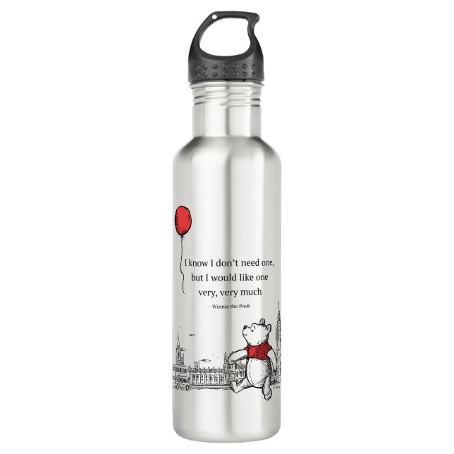 Winnie the Pooh | I Know I Don't Need One Quote Stainless Steel Water Bottle (Front)