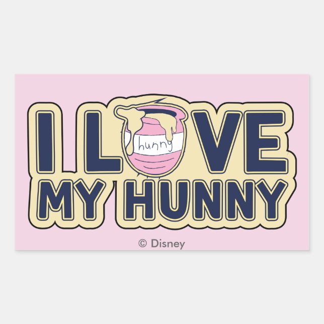 Winnie The Pooh | I Love My Hunny Rectangular Sticker (Front)
