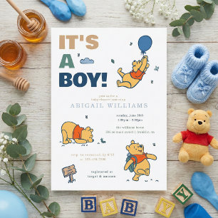Winnie the Pooh It's a Boy Baby Shower Invitation