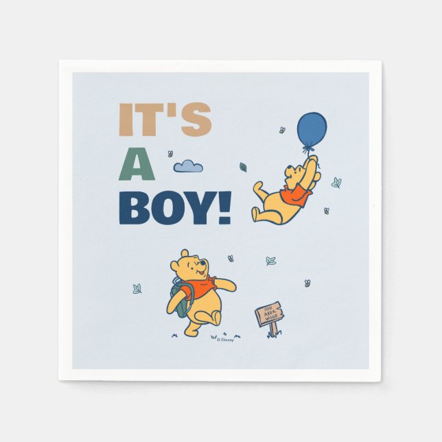 Winnie the Pooh It's a Boy Baby Shower Napkins (Front)
