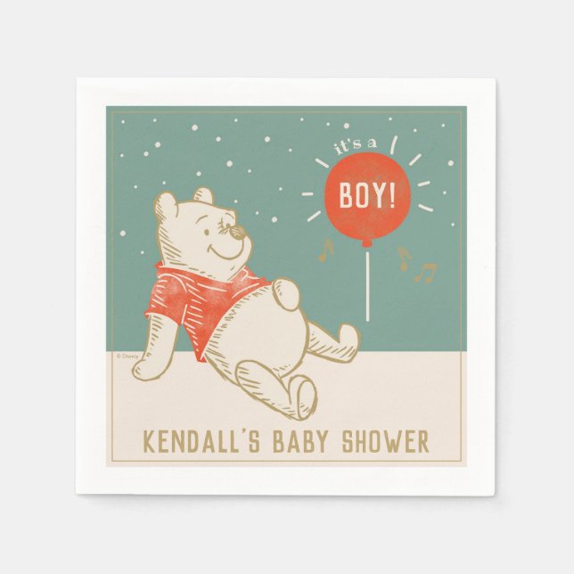Winnie the Pooh | It's a Boy! Baby Shower  Napkins (Front)