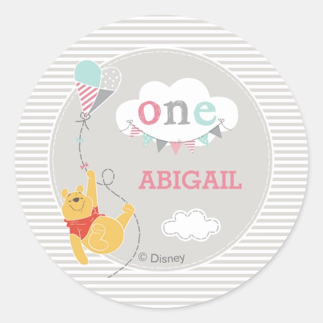 Winnie the Pooh Kite | Baby Boy Classic Round Sticker (Front)