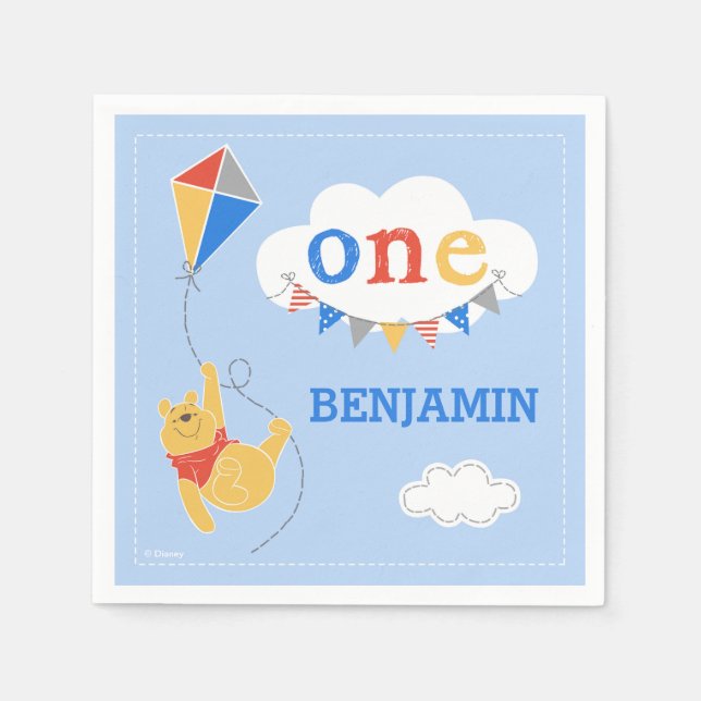 Winnie the Pooh Kite | Baby Boy Napkins (Front)