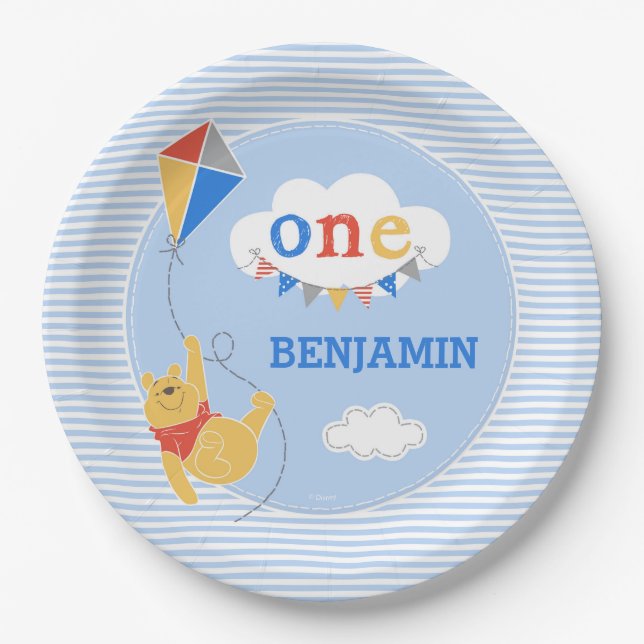 Winnie the Pooh Kite | Baby Boy Paper Plates (Front)