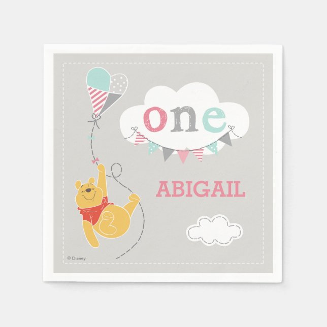 Winnie the Pooh Kite | Baby Girl Napkins (Front)