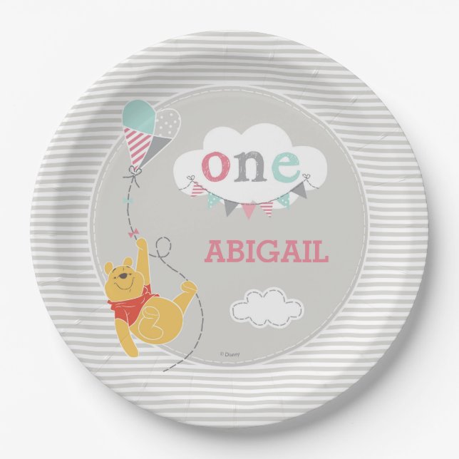 Winnie the Pooh Kite | Baby Girl Paper Plates (Front)