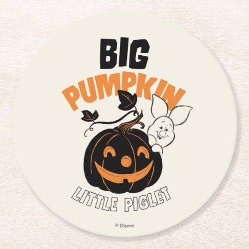 Winnie the Pooh  Little Piglet Big Pumkin Round Paper Coaster