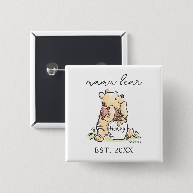 Winnie the Pooh | Mama Bear - New Mom Button (Front & Back)