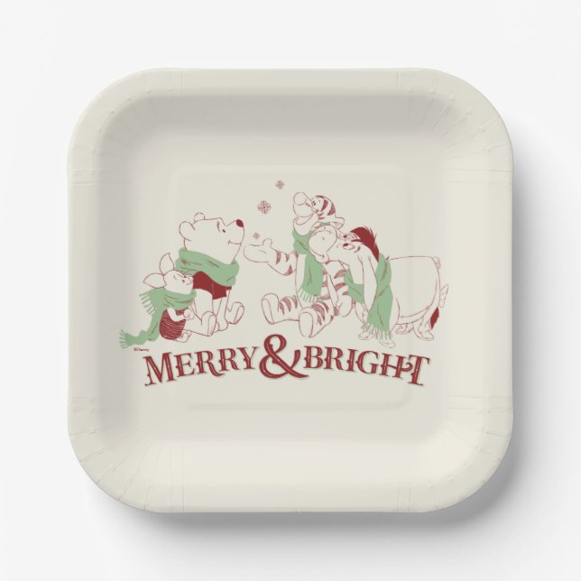 Winnie the Pooh | Merry & Bright Paper Plates (Front)