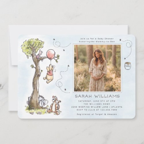 Winnie the Pooh Mommy To Bee Baby Shower Photo Invitation