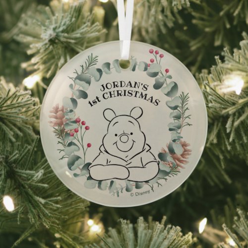 Winnie the Pooh  My First Christmas  Glass Ornament