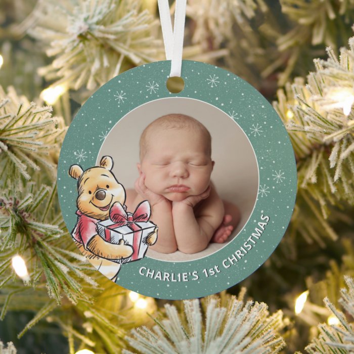 Winnie the Pooh | My First Christmas Photo Metal Ornament