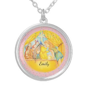 Winnie-The-Pooh-Necklace - Personalize with name Silver Plated Necklace