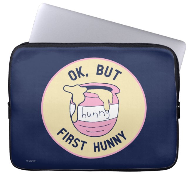 Winnie The Pooh | OK, But First Hunny Laptop Sleeve (Front)