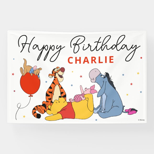 Winnie the Pooh - One | First Birthday  Banner (Horizontal)
