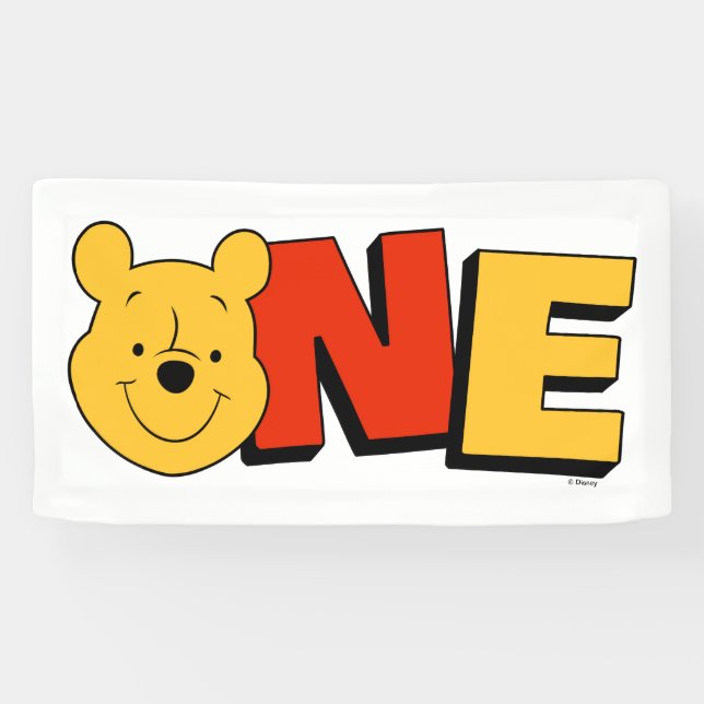 Winnie the Pooh - One | First Birthday  Banner (Horizontal)