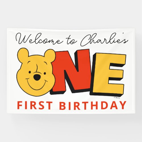 Winnie the Pooh _ One  First Birthday  Banner