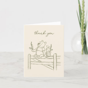 Winnie the Pooh - One   First Birthday  Letterpress Thank You Card