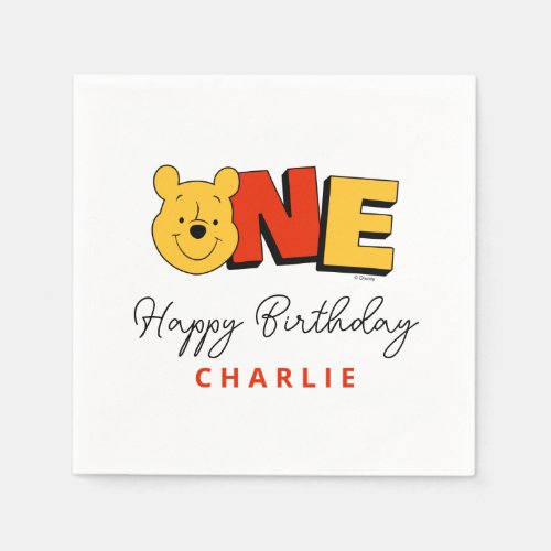 Winnie the Pooh _ One  First Birthday  Napkins