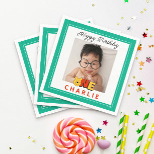 Winnie the Pooh - One First Birthday Photo Napkins