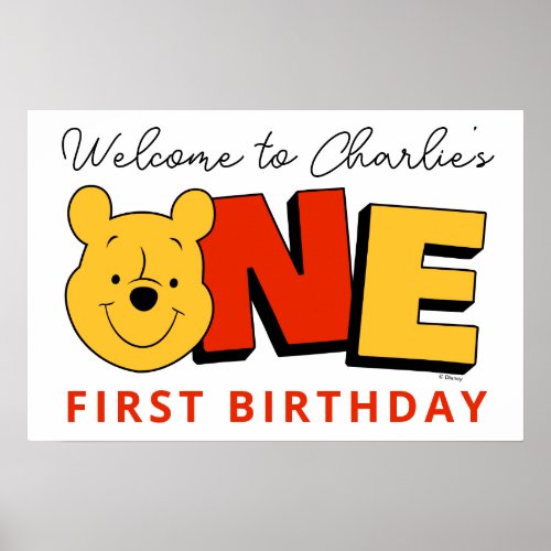 Winnie the Pooh _ One  First Birthday  Poster