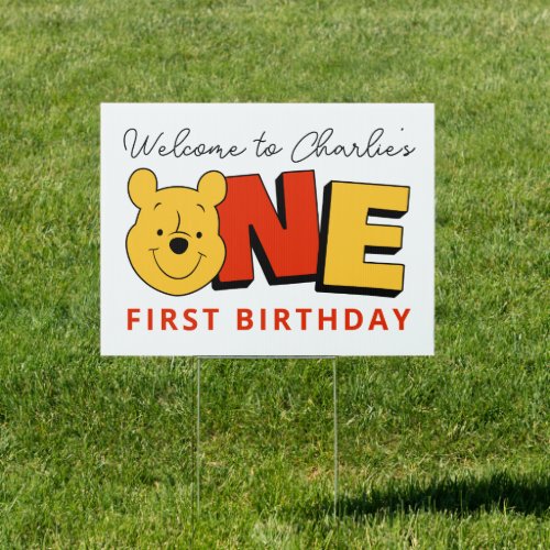 Winnie the Pooh _ One  First Birthday  Sign