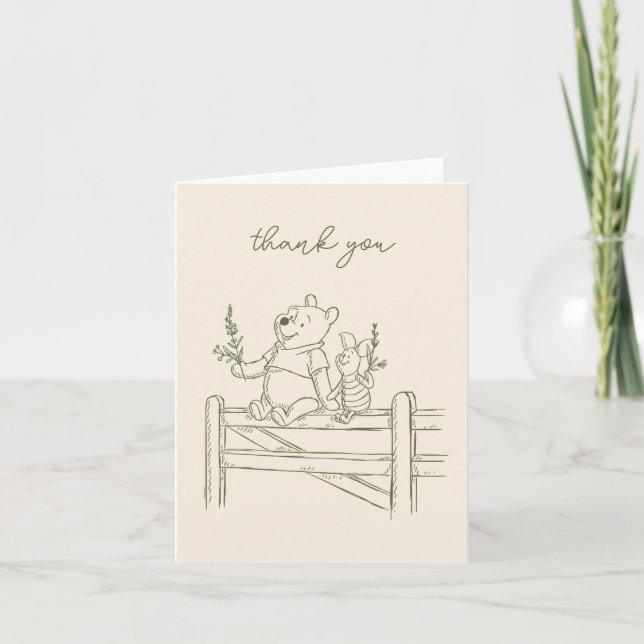 Winnie the Pooh - One | First Birthday  Thank You Card (Front)