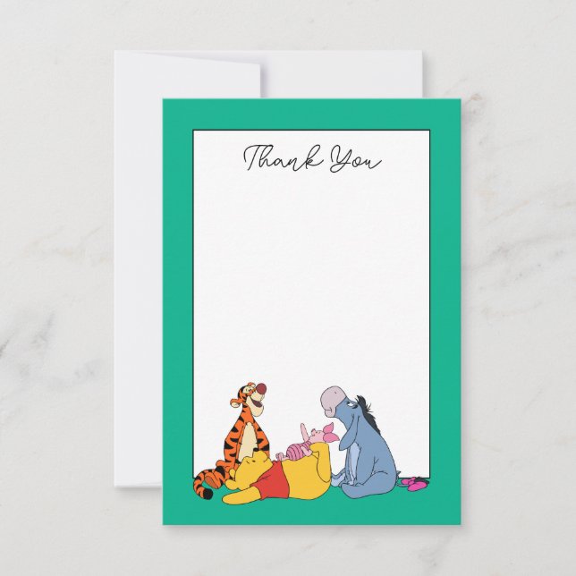 Winnie the Pooh - One | First Birthday  Thank You Card (Front)