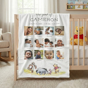 Winnie the Pooh   One Year of - 12 Months Fleece Blanket