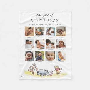Winnie the Pooh   One Year of - 12 Months Fleece Blanket
