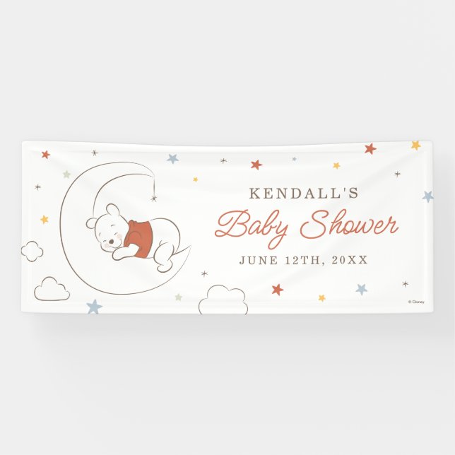 Winnie The Pooh Over the Moon Baby Shower Banner (Horizontal)