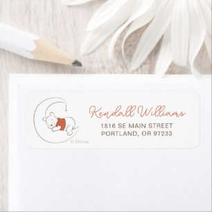 Winnie The Pooh Over the Moon Baby Shower Label