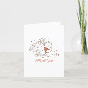 Winnie The Pooh Over the Moon Baby Shower Letterpress Thank You Card