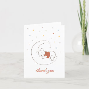 Winnie The Pooh Over the Moon Baby Shower Letterpress Thank You Card