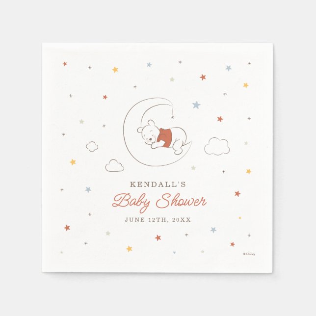 Winnie The Pooh Over the Moon Baby Shower Napkins (Front)