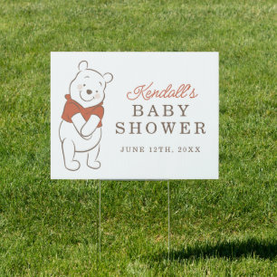 Winnie The Pooh Over the Moon Baby Shower Sign