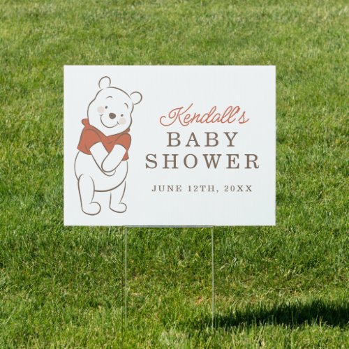Winnie The Pooh Over the Moon Baby Shower Sign