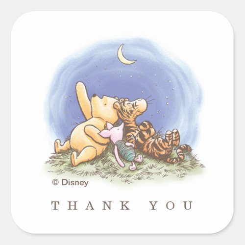 Winnie the Pooh Over the Moon  Baby Shower Square Sticker