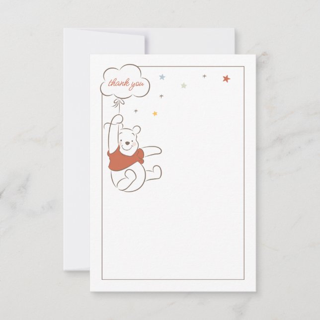 Winnie The Pooh Over the Moon Baby Shower Thank You Card (Front)