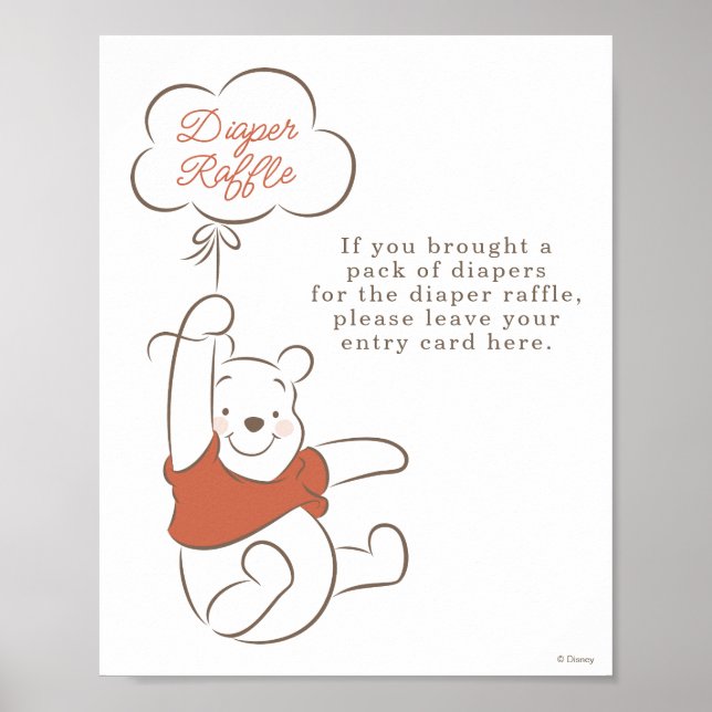 Winnie The Pooh Over the Moon Diaper Raffle Poster (Front)